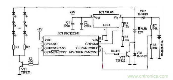 太陽能LED燈控制器電路圖設(shè)計(jì)