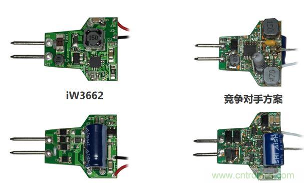 iW3662與競爭對手方案相比，所需外部元器件的數(shù)量大幅降低