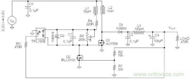 圖2：基于MOSFET的焦耳小偷電路。