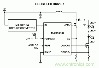 Li+電池供電、低壓高亮度(HB) LED解決方案