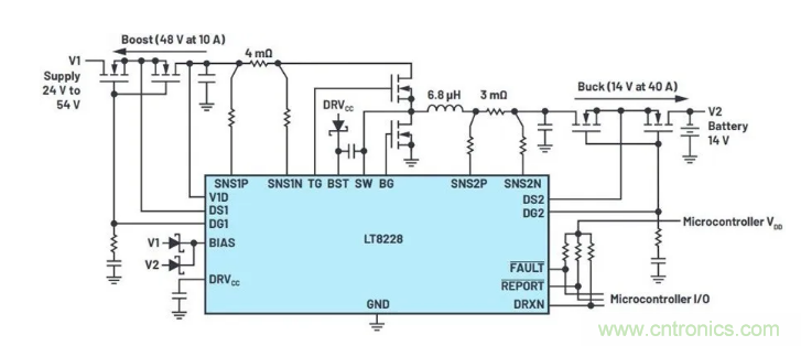 簡(jiǎn)化雙電池電源系統(tǒng)，48 V/12 V汽車應(yīng)用指日可待