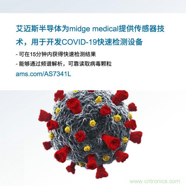 艾邁斯為midge medical提供傳感器技術(shù)，用于開發(fā)COVID-19快速檢測設(shè)備