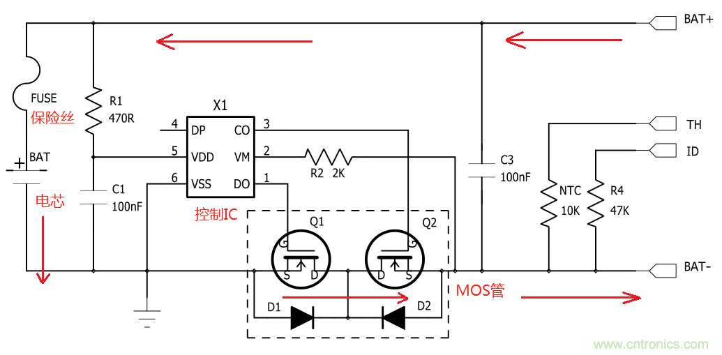 鋰電池保護電路的工作原理