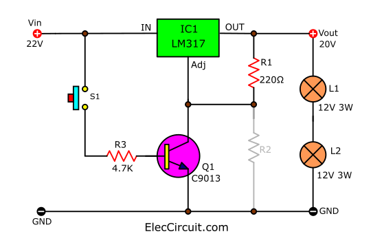 如何使用LM317作為開關來打開和關閉電源負載